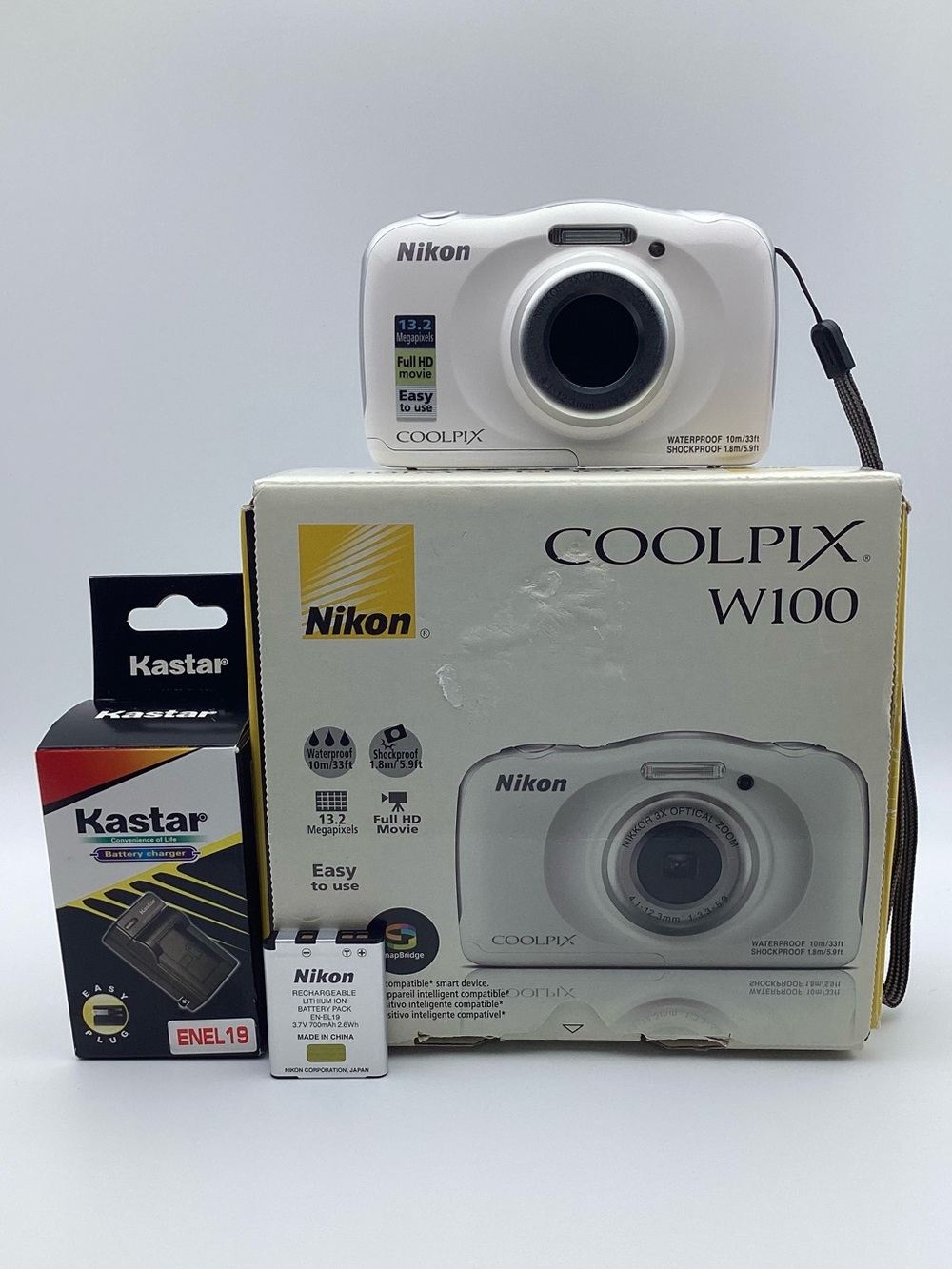 Nikon Coolpix W100 13.2 MP 3x Optical Zoom Digital Camera - White